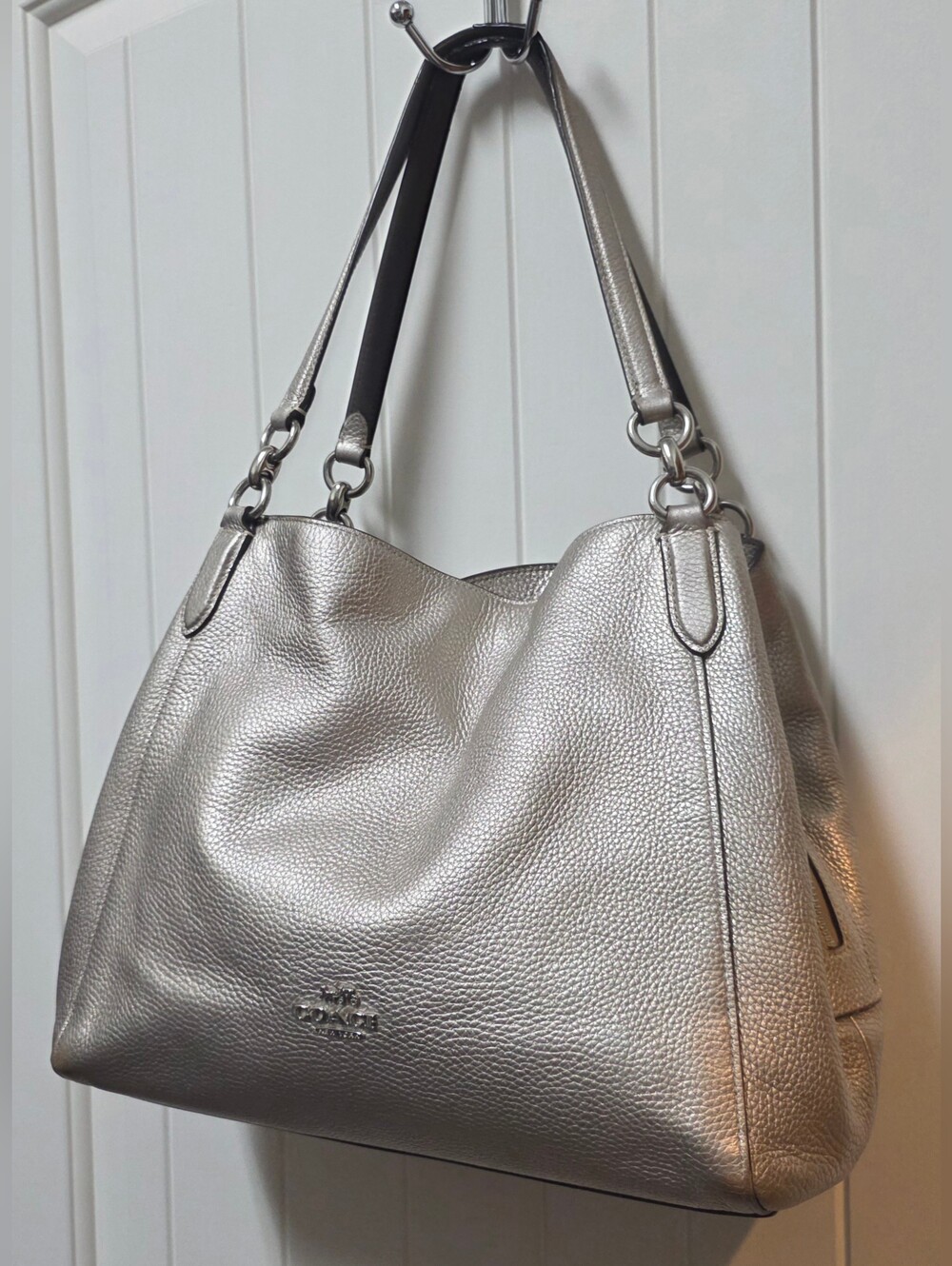 Coach F80271 Hallie Metallic Leather Shoulder Bag - Picture 3 of 15